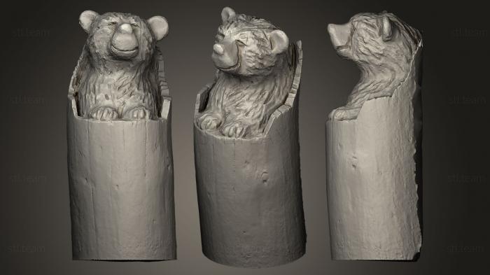 Статуэтки животных Wooden bear totem